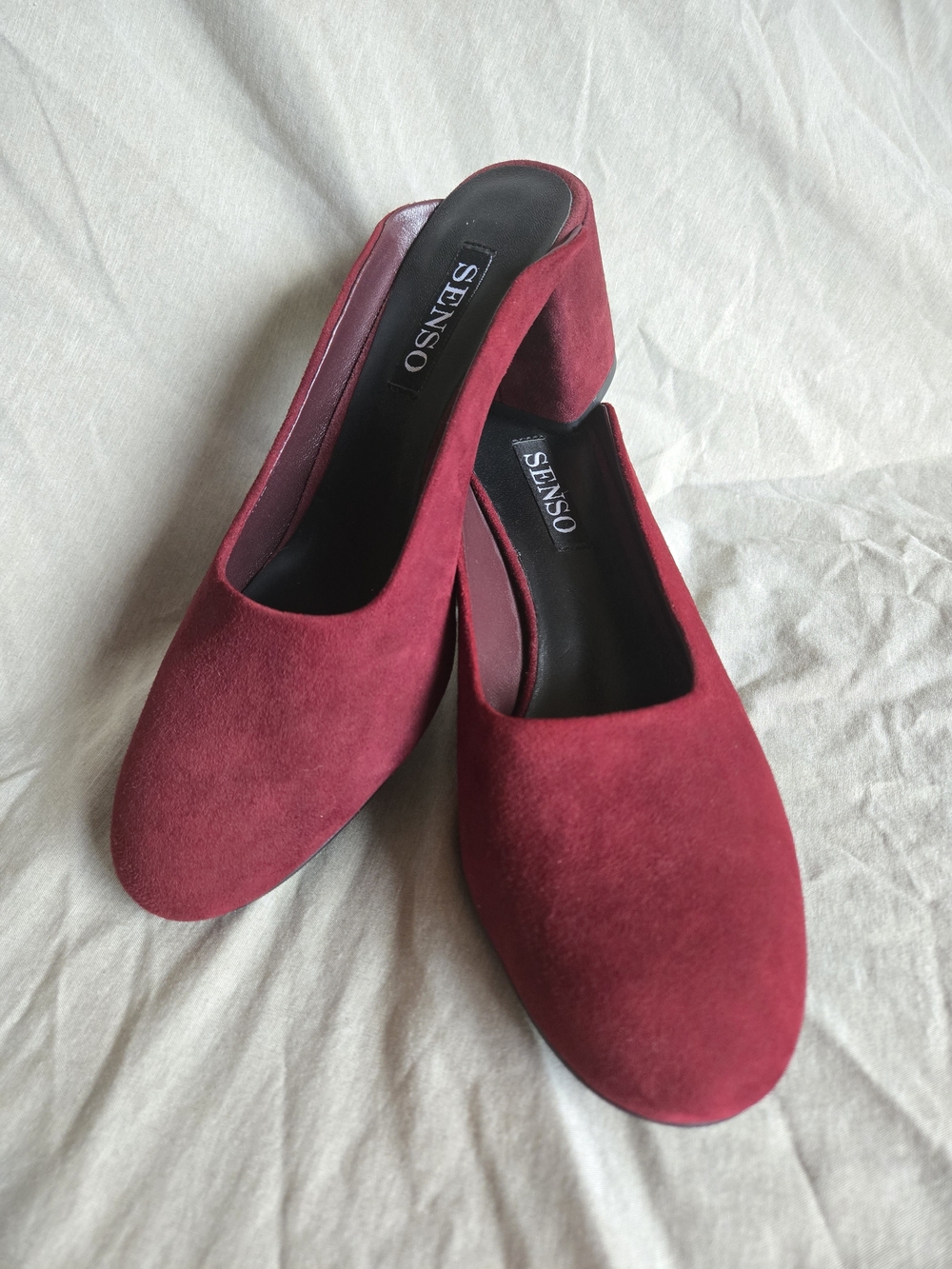SENSO Women's Red Suede Block Heel Mule - Size EU 38 (US 7 - 7.5)